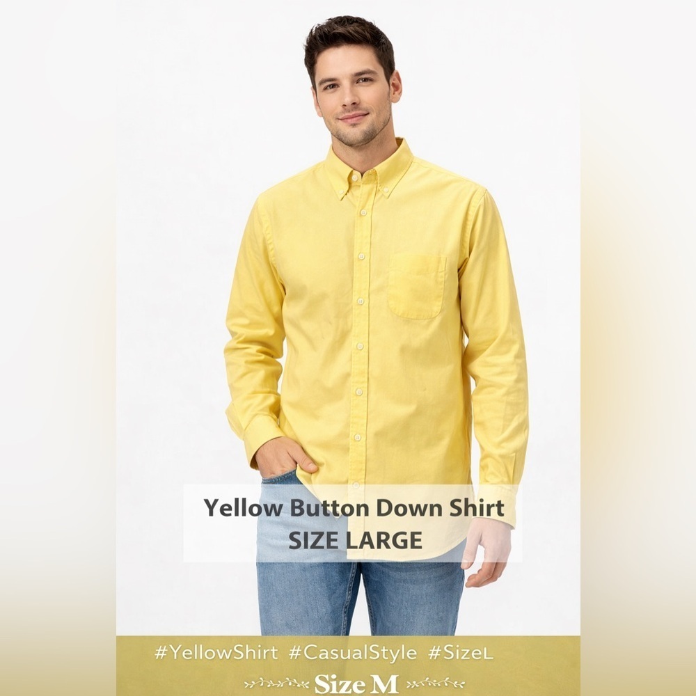 LANDS END Classic style men long sleeve yellow shirt/size XL - Picture 1 of 9